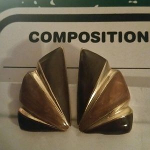 Vintage Purple 2 Tone and Gold Clip On Earrings.